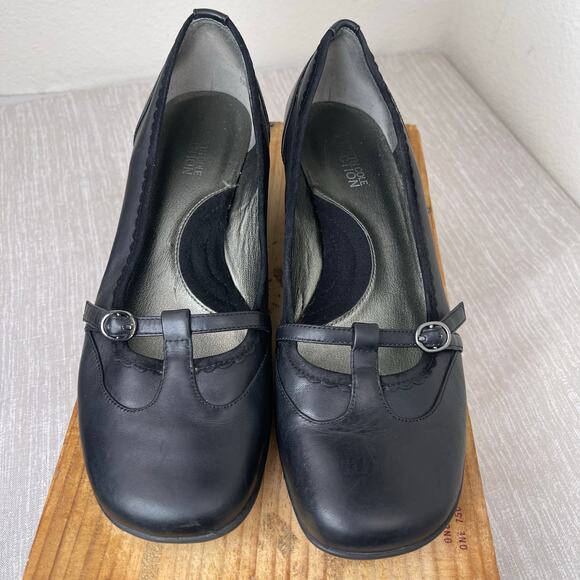 Y2K Kenneth Cole Reaction Mary Jane Flats Black Womens 8.5 LSquare Toe Vintage - Picture 9 of 12